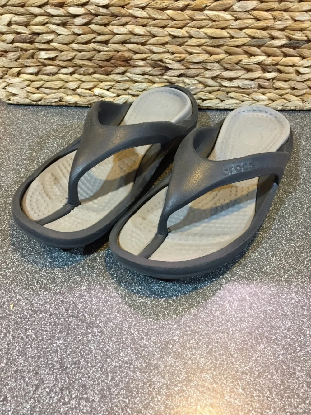 CROCS Unisex Black & Gray Flip Flop Sandals